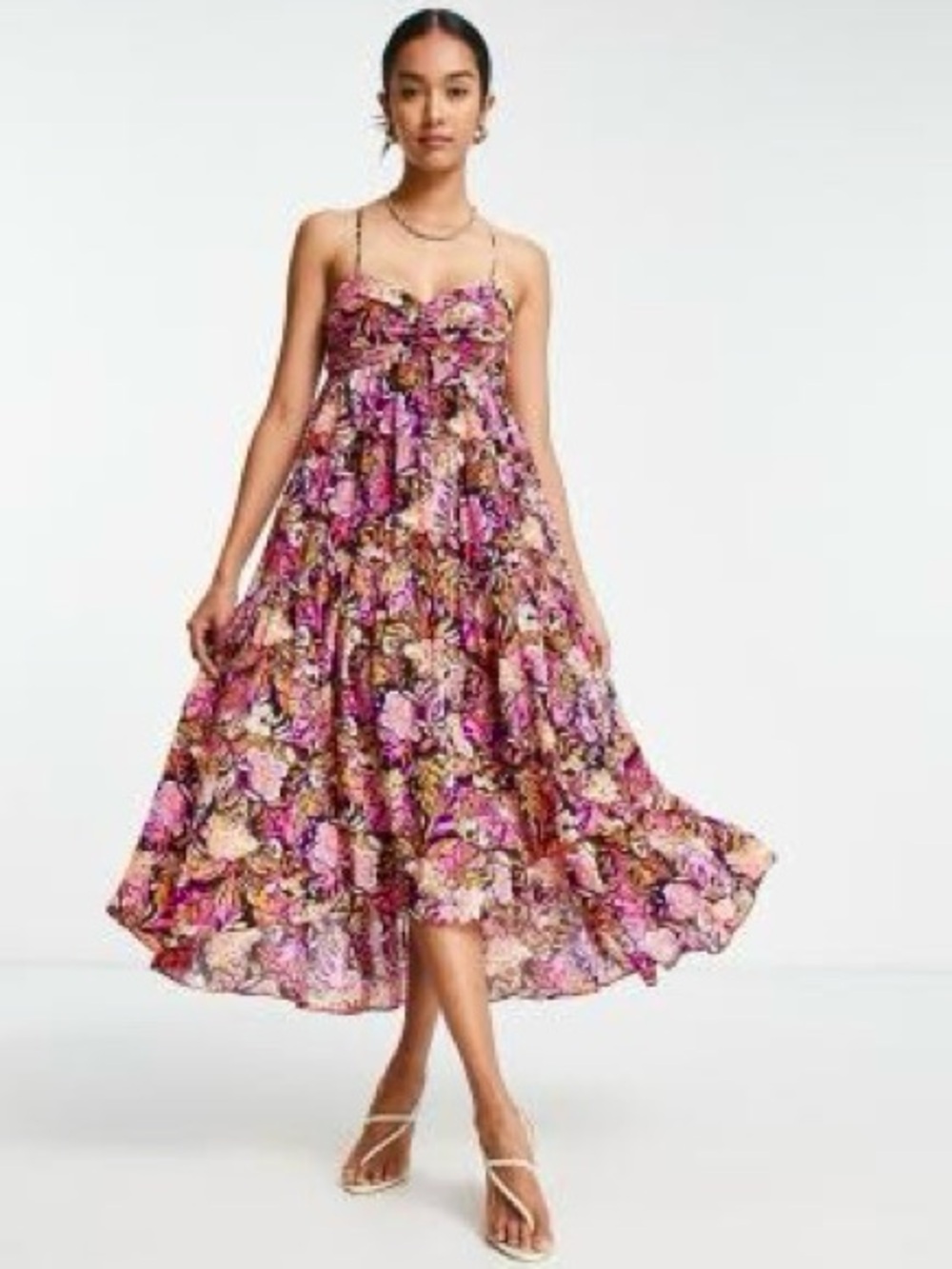 NWT Topshop Occasion Strappy Back Paisley Floral Midi Dress, size 8